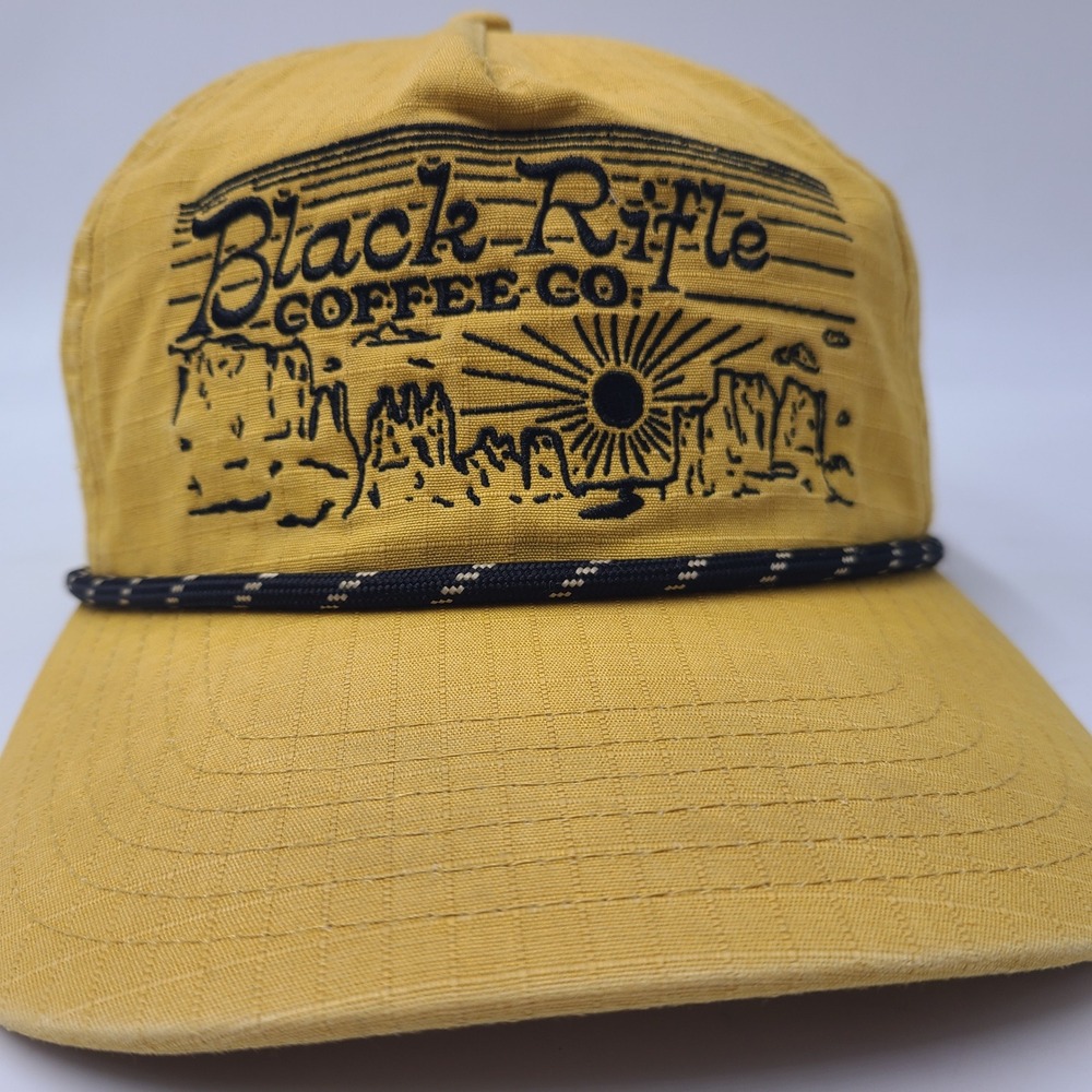 Black Rifle Coffee Company Hat Snapback Yellow Black Ripstop Rope Mountains Hike - Picture 2 of 15